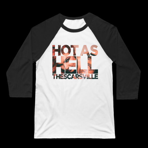 HOT AS HELL - 3/4 SLEEVE BASEBALL TEE - WHITE/BLACK Thumbnail