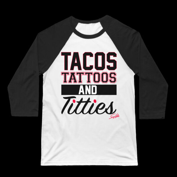 TTT - 3/4 SLEEVE BASEBALL TEE - WHITE/BLACK Thumbnail
