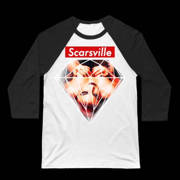 SUPREME SCARS - 3/4 SLEEVE BASEBALL TEE - WHITE/BLACK Thumbnail