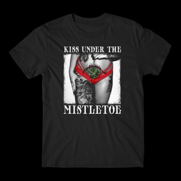 KISS UNDER THE MISTLETOE - PREMIUM S/S TEE - BLACK Thumbnail