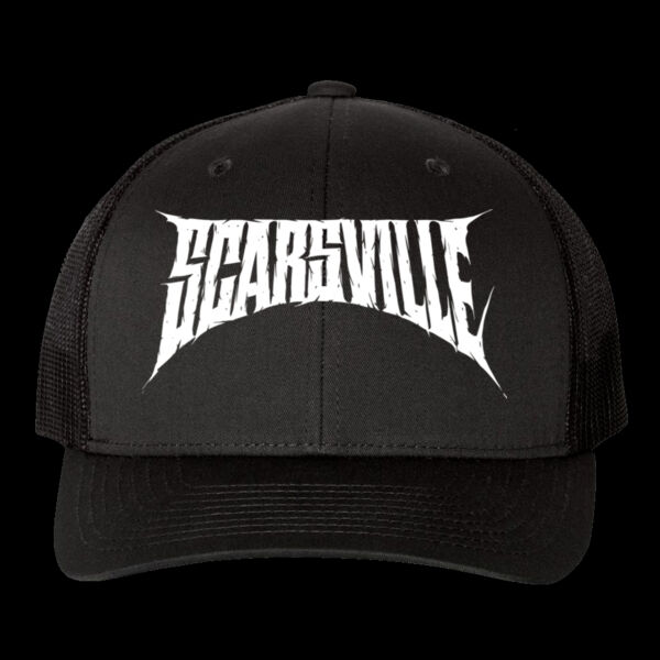 SCARSVILLE LOGO - PREMIUM UNISEX SNAPBACK TRUCKER HAT - BLACK Thumbnail